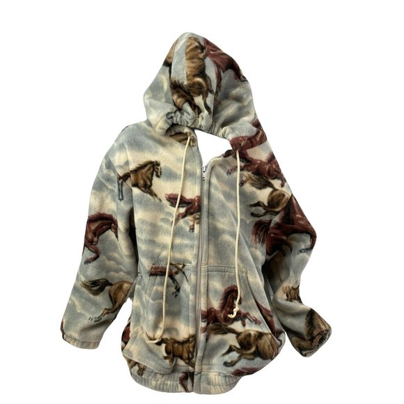 Restless Spirit Other - Handmade sz 8 fleece hooded jacket horse theme